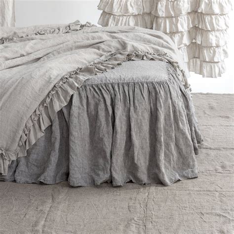 gray celine linen bed skirt|lush linen bed skirt.